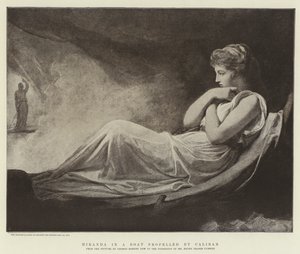 Miranda dans un bateau propulsé par Caliban - George Romney